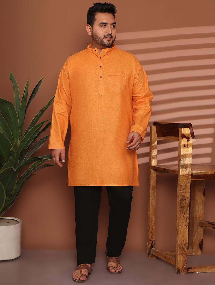 men solid mandarin neck long kurta
