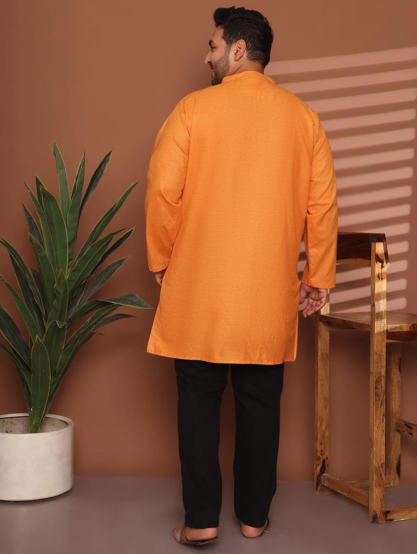 men solid mandarin neck long kurta - 21968190 - Standard Image - 3