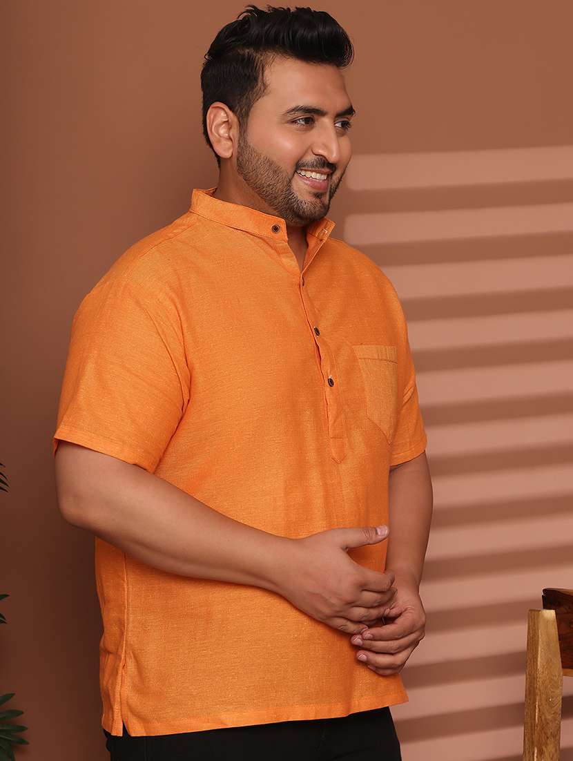 men solid mandarin neck short kurta - 21968191 -  Standard Image - 3