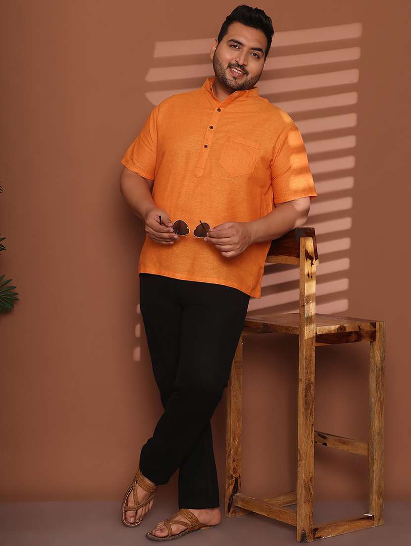 men solid mandarin neck short kurta - 21968191 -  Standard Image - 5