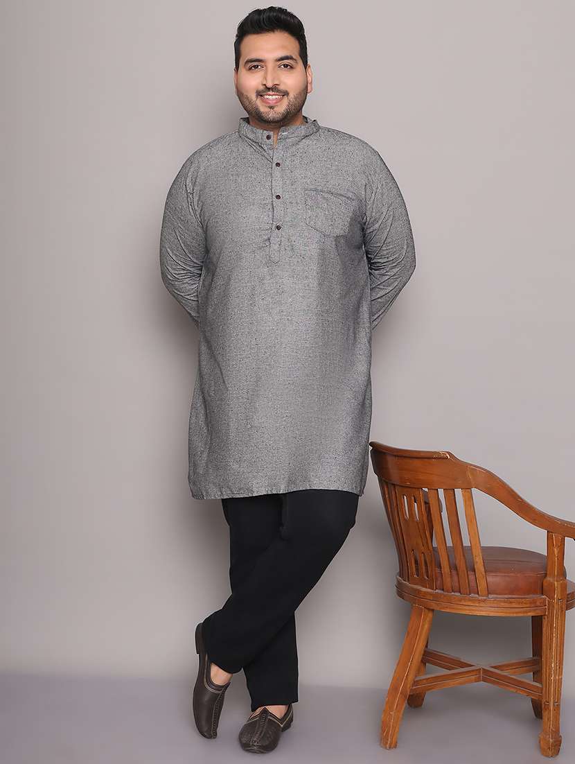 men solid mandarin neck long kurta