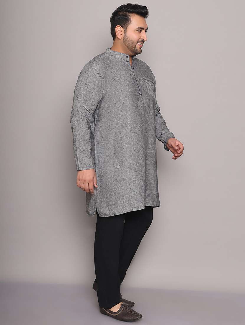 men solid mandarin neck long kurta - 21968194 -  Standard Image - 3