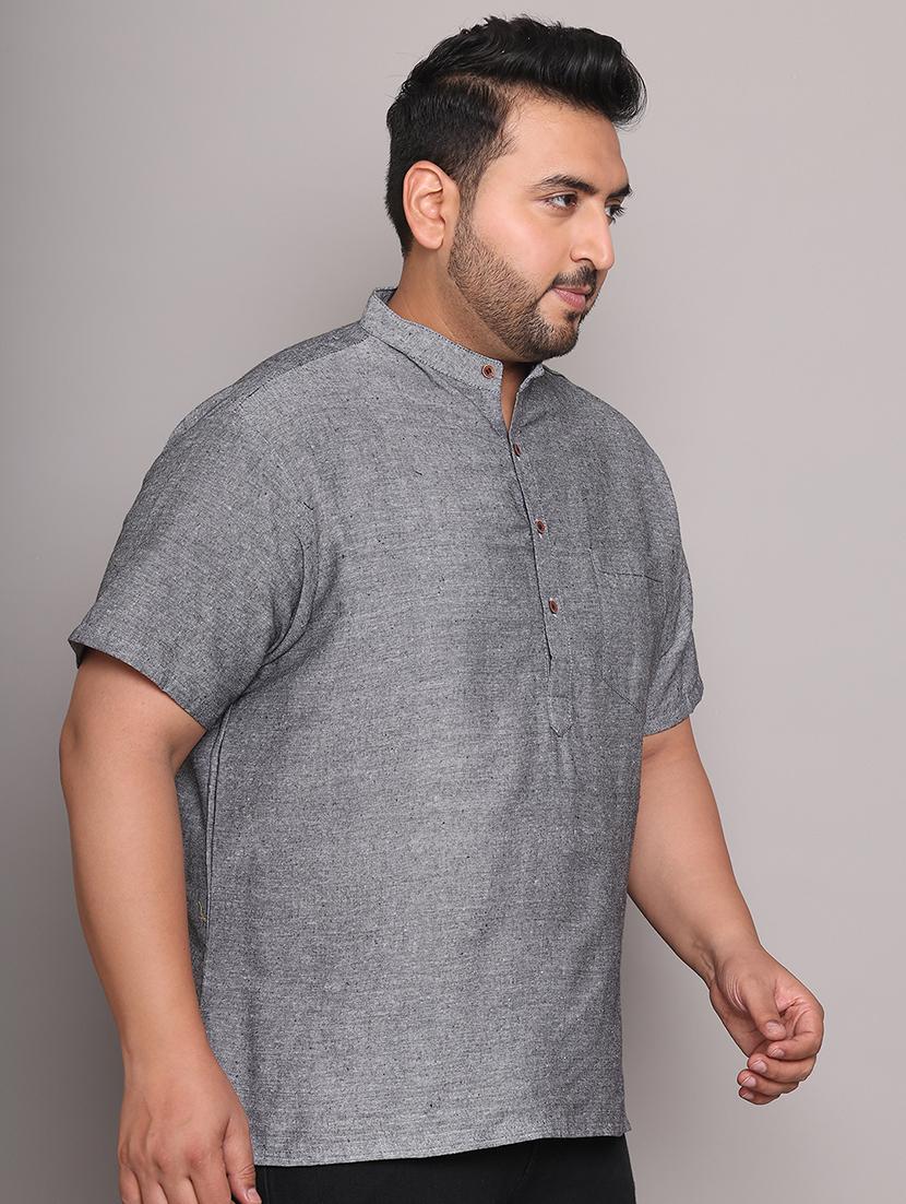 men solid mandarin neck short kurta - 21968195 - Standard Image - 3