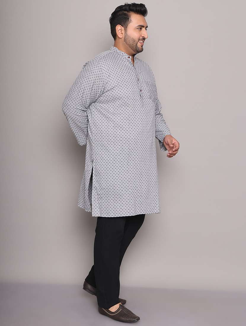 men self design mandarin neck long kurta - 21968196 - Standard Image - 3