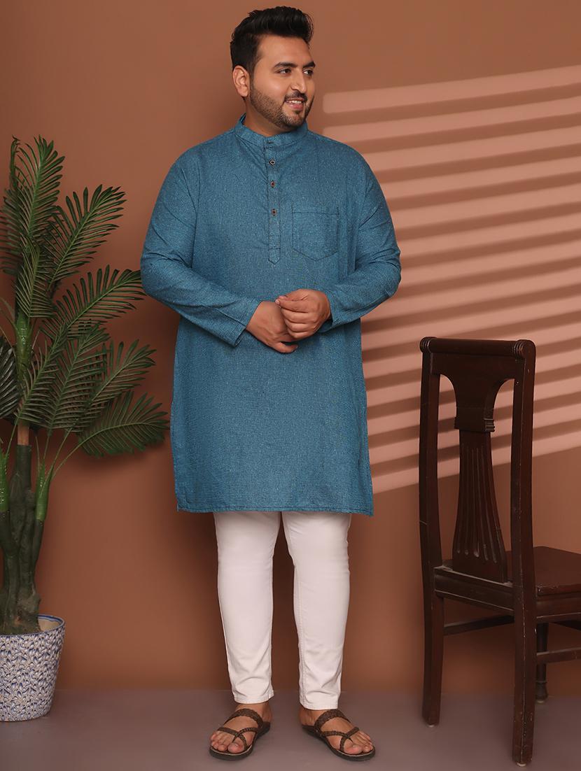 men solid mandarin neck long kurta - 21968198 - Zoom Image - 0