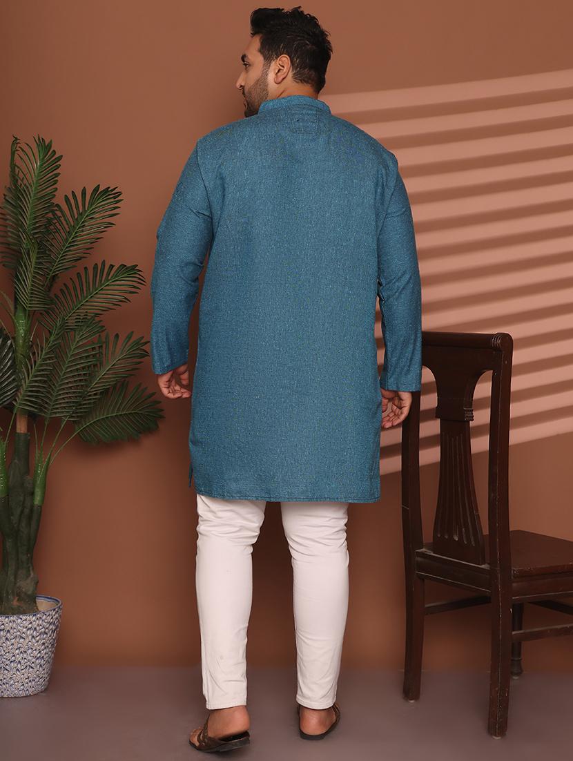 men solid mandarin neck long kurta - 21968198 - Standard Image - 3