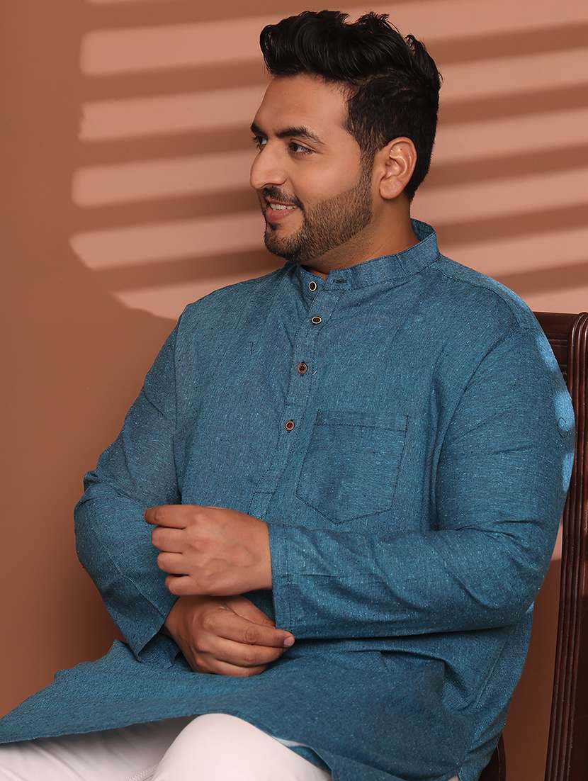 men solid mandarin neck long kurta - 21968198 - Standard Image - 5