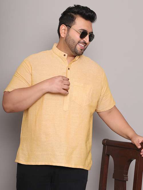 men solid mandarin neck short kurta - 21968201 -  Standard Image - 0