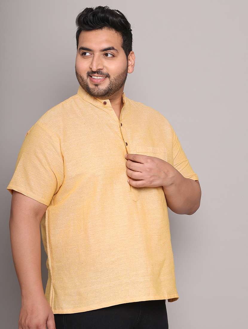 men solid mandarin neck short kurta - 21968201 -  Standard Image - 3