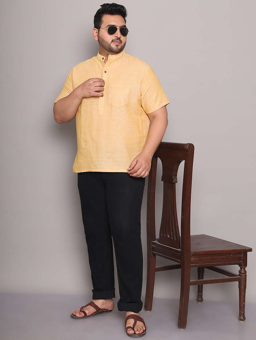 men solid mandarin neck short kurta - 21968201 -  Standard Image - 5