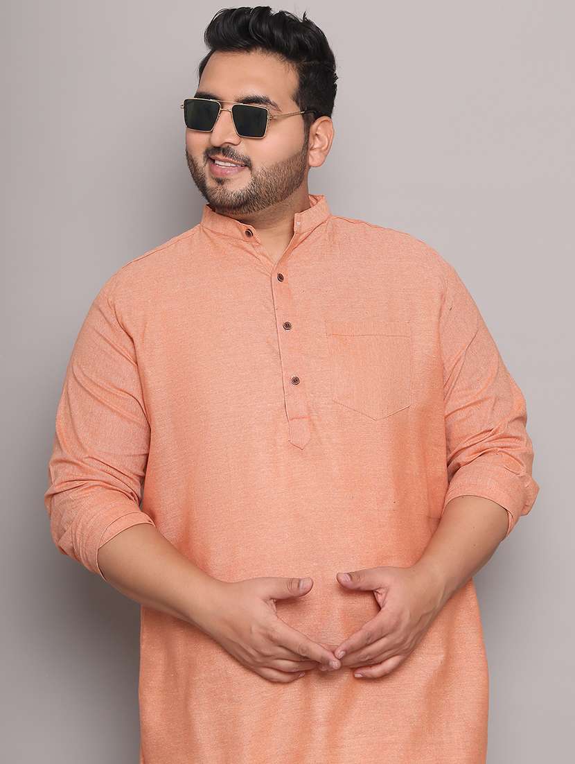 men solid mandarin neck long kurta - 21968202 - Standard Image - 5