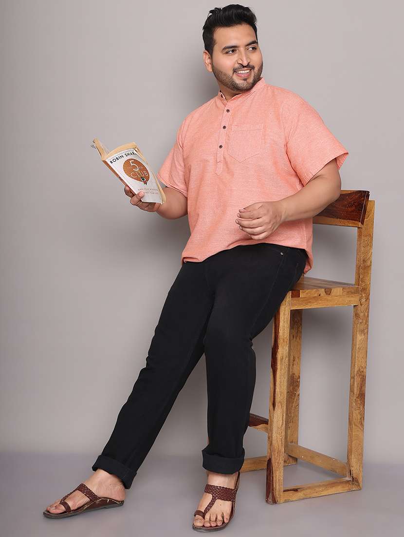 men solid mandarin neck short kurta - 21968203 -  Standard Image - 5