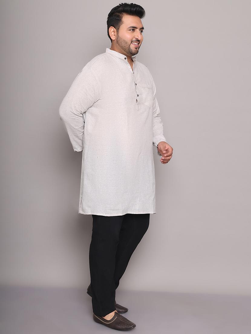men solid mandarin neck long kurta - 21968206 - Standard Image - 3