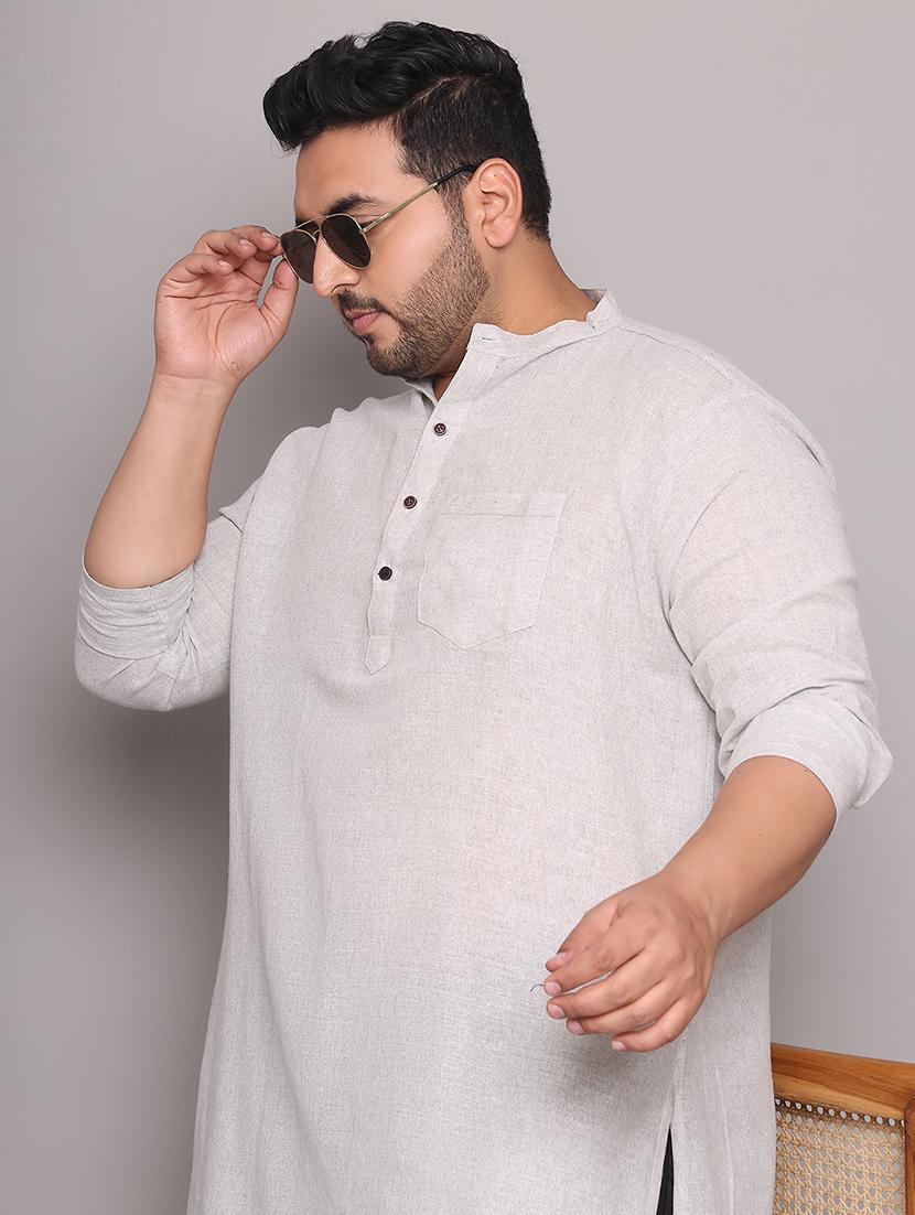 men solid mandarin neck long kurta - 21968206 - Standard Image - 5