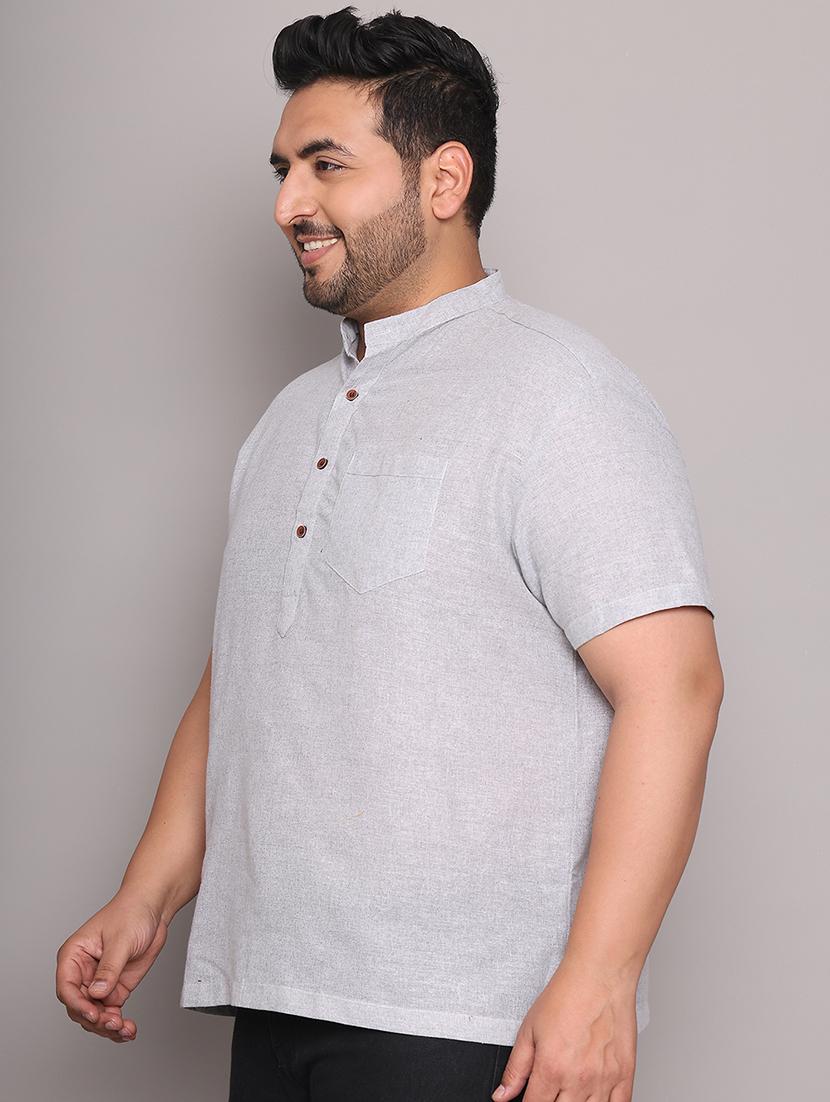 men solid mandarin neck short kurta - 21968207 - Standard Image - 3