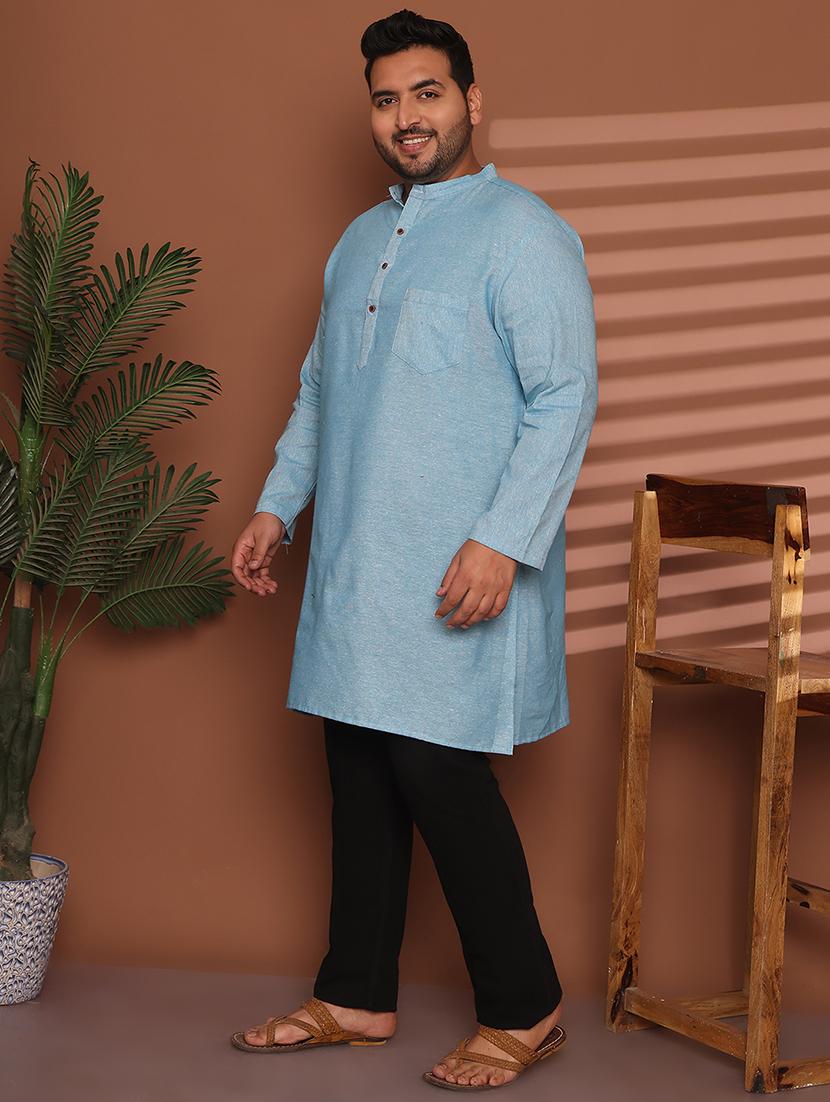 men solid mandarin neck long kurta - 21968208 - Standard Image - 3