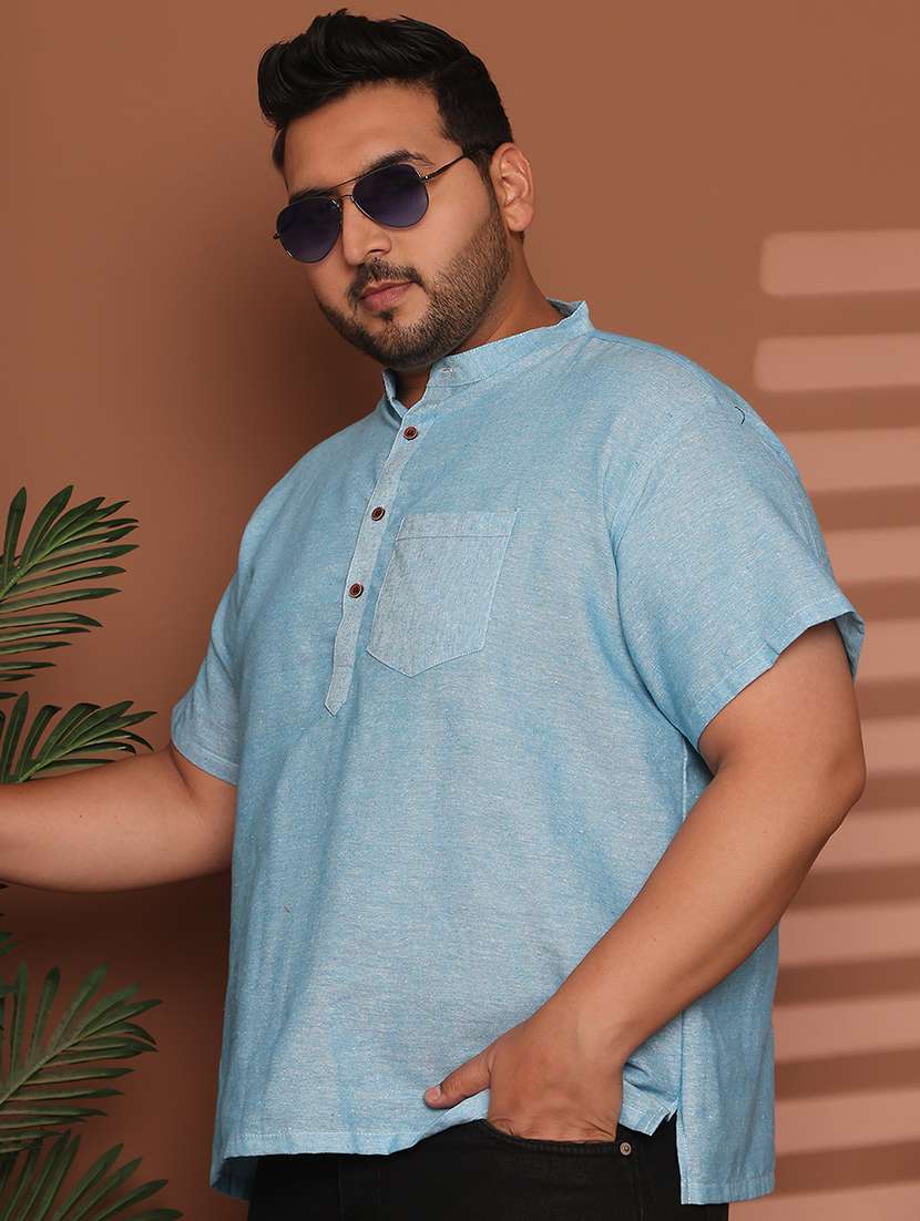 men solid mandarin neck short kurta - 21968209 -  Zoom Image - 0
