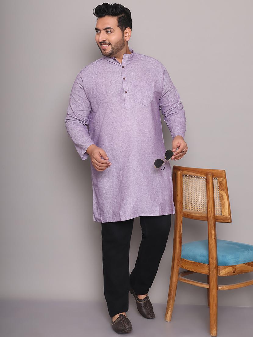 men solid mandarin neck long kurta - 21968210 -  Zoom Image - 0