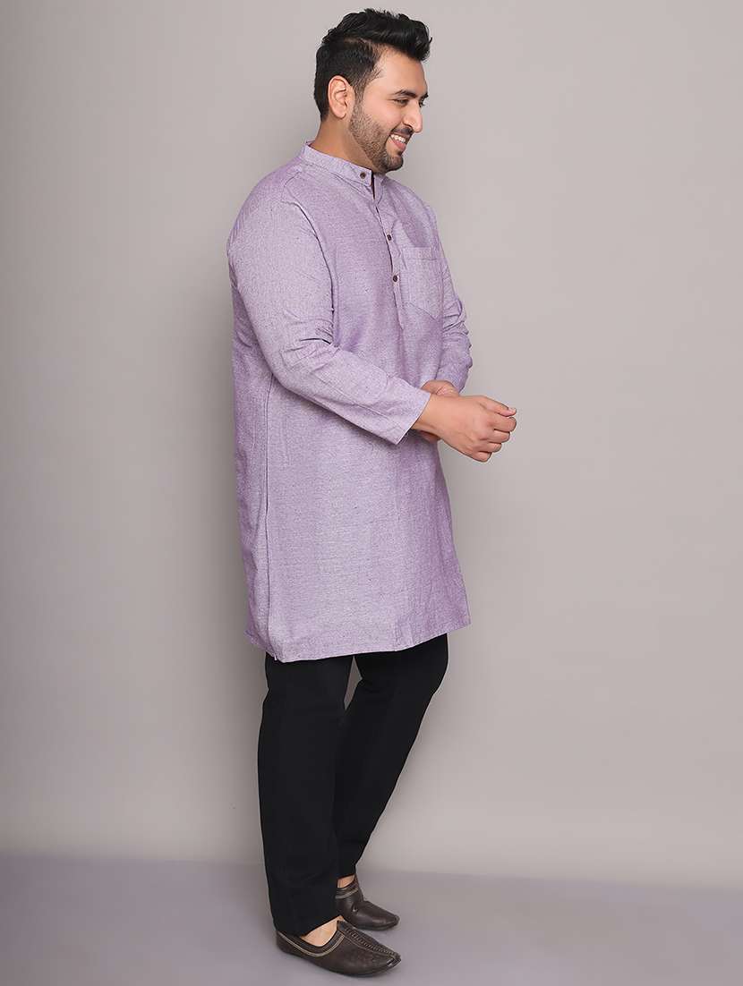 men solid mandarin neck long kurta - 21968211 -  Standard Image - 3