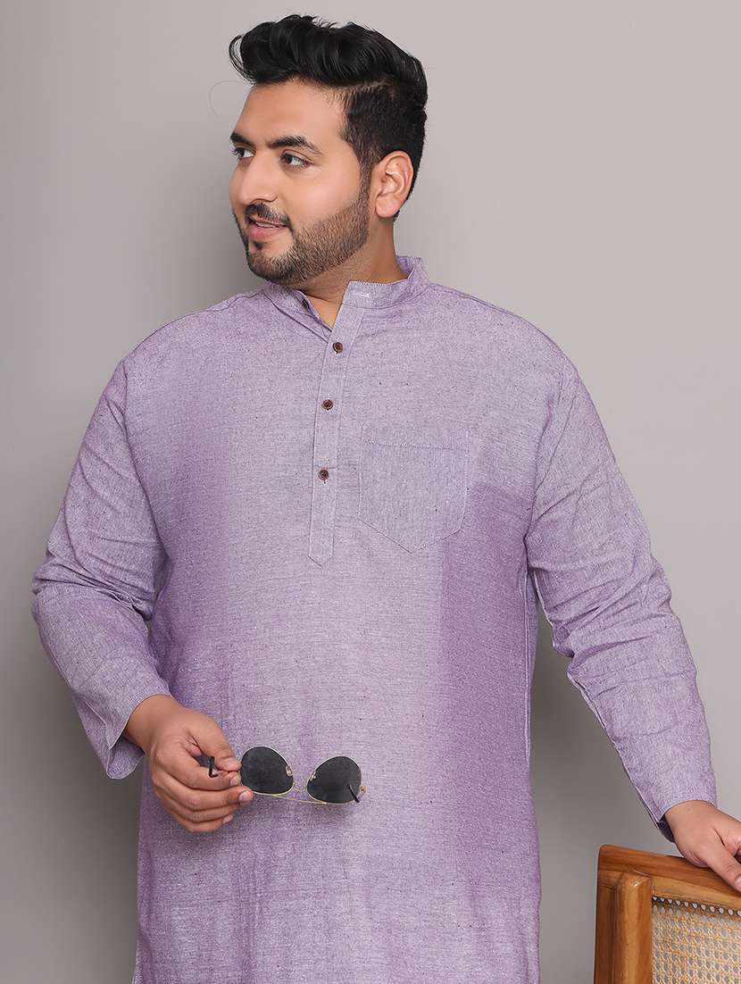 men solid mandarin neck long kurta - 21968211 -  Standard Image - 5