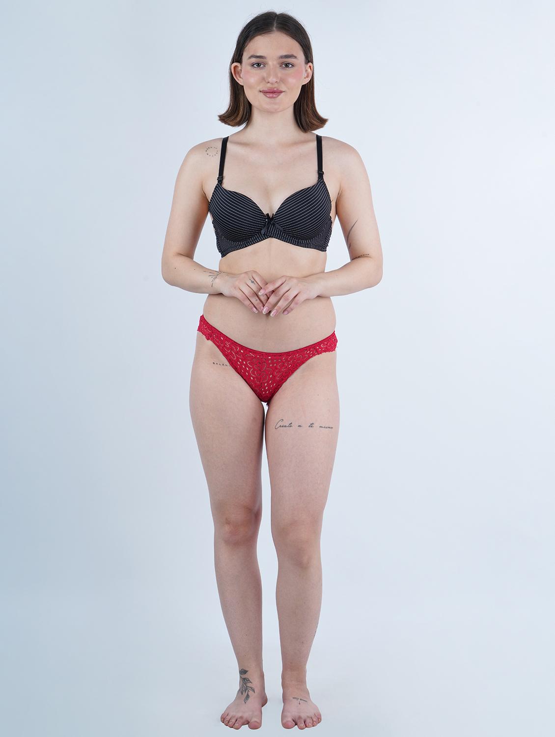 women striped underwired push up bra - 21968216 - Standard Image - 5