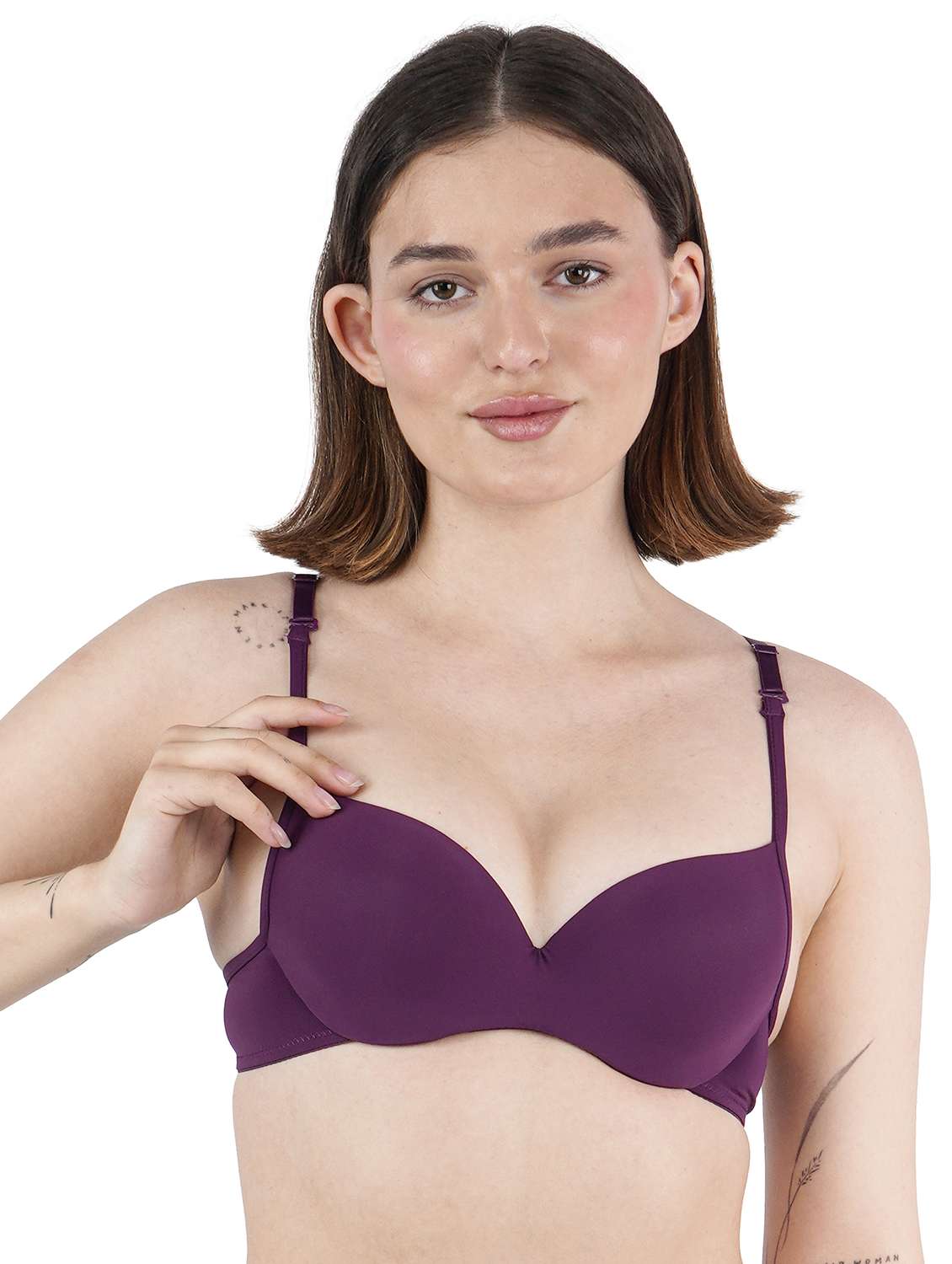 women solid underwired push up bra