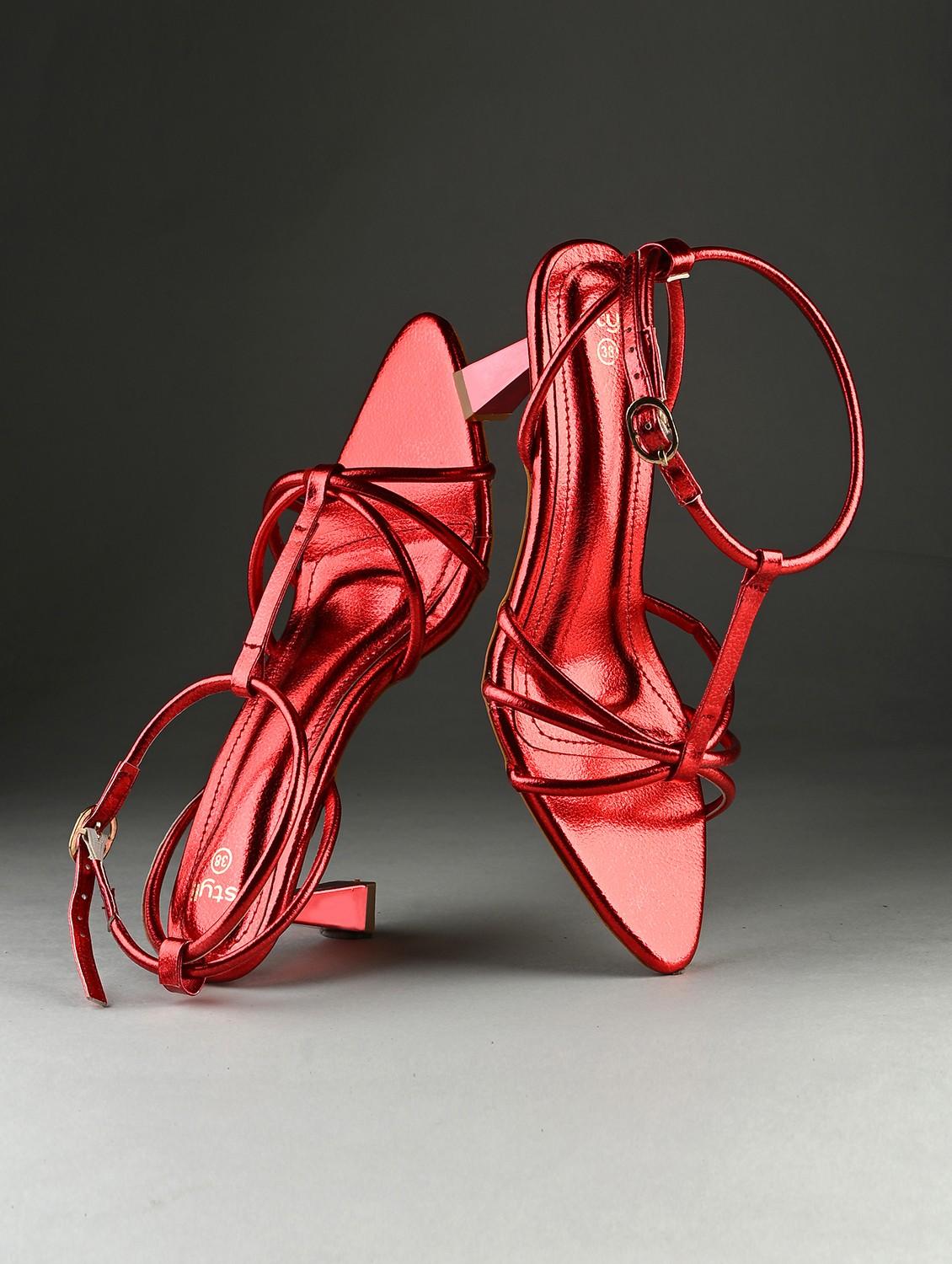 women red solid ankle starp sandal - 21968262 -  Zoom Image - 0