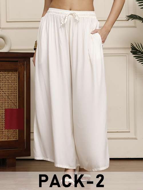 women pack of 2 solid flared palazzo - 21968264 -  Standard Image - 0