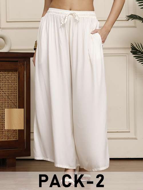 women pack of 2 solid flared palazzo - 21968266 -  Standard Image - 0