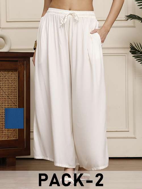 women pack of 2 solid flared palazzo - 21968283 -  Standard Image - 0