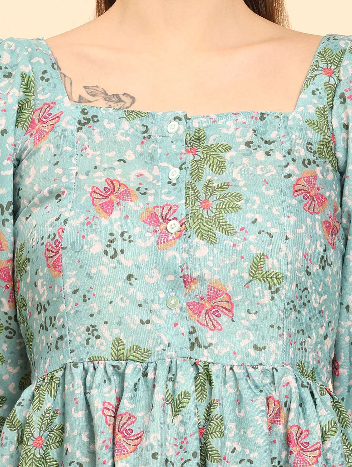 women floral print square neck a-line dress - 21968344 - Standard Image - 5