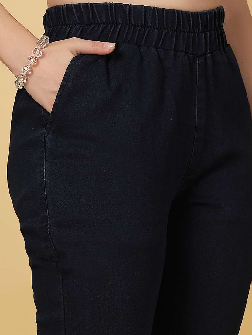 women solid high rise bootcut denim jegging - 21968352 -  Standard Image - 3