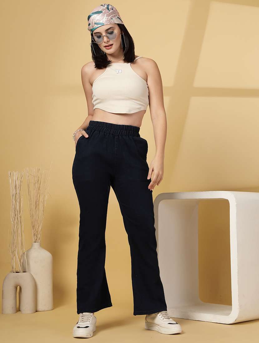 women solid high rise bootcut denim jegging - 21968352 -  Standard Image - 5