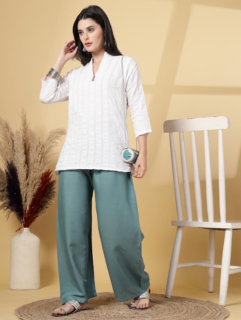 women solid high rise straight palazzo - 21968357 - Standard Image - 5