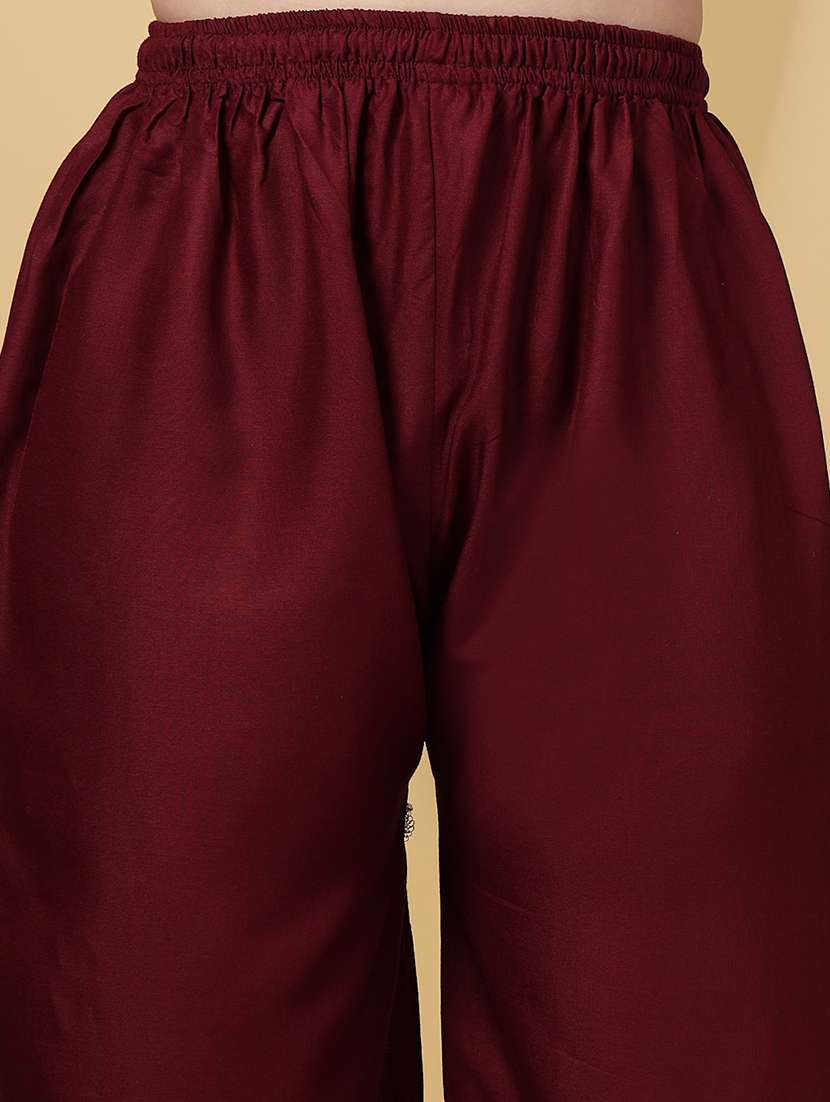 women solid high rise straight palazzo - 21968358 -  Standard Image - 3