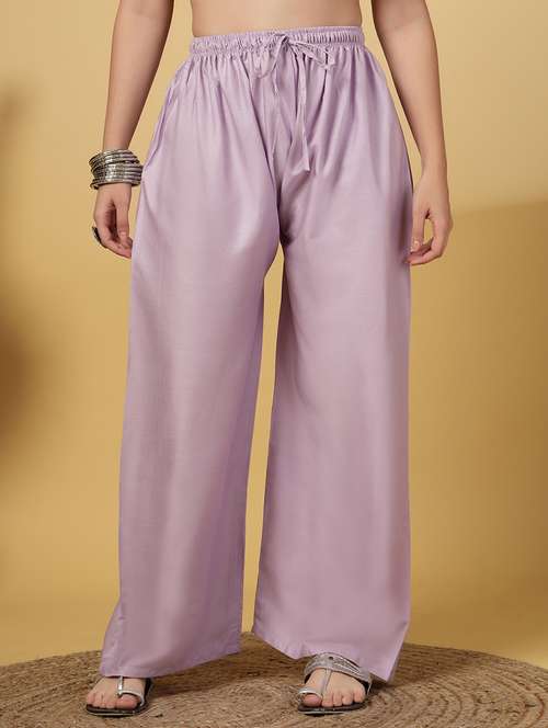 women solid high rise straight palazzo - 21968359 - Standard Image - 0