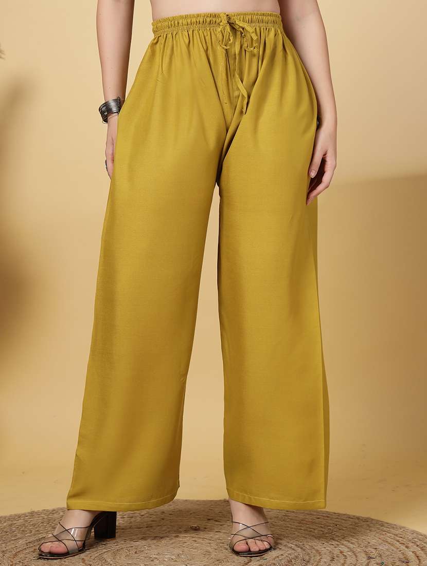 women solid high rise straight palazzo