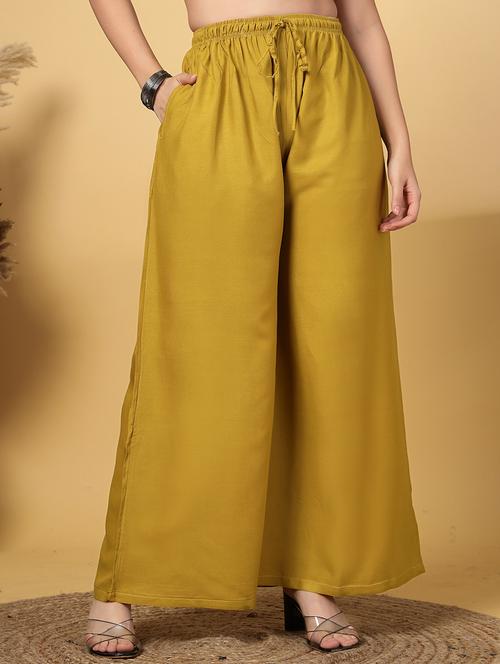 women solid high rise flared palazzo - 21968363 - Standard Image - 0
