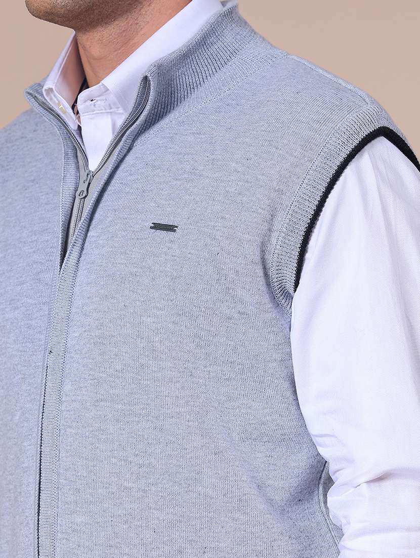 men solid sleeveless regular fit cardigan - 21968375 -  Standard Image - 3