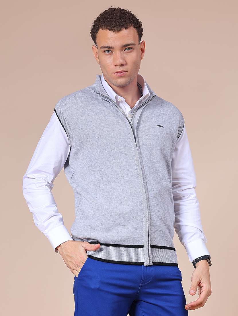 men solid sleeveless regular fit cardigan - 21968375 -  Standard Image - 5