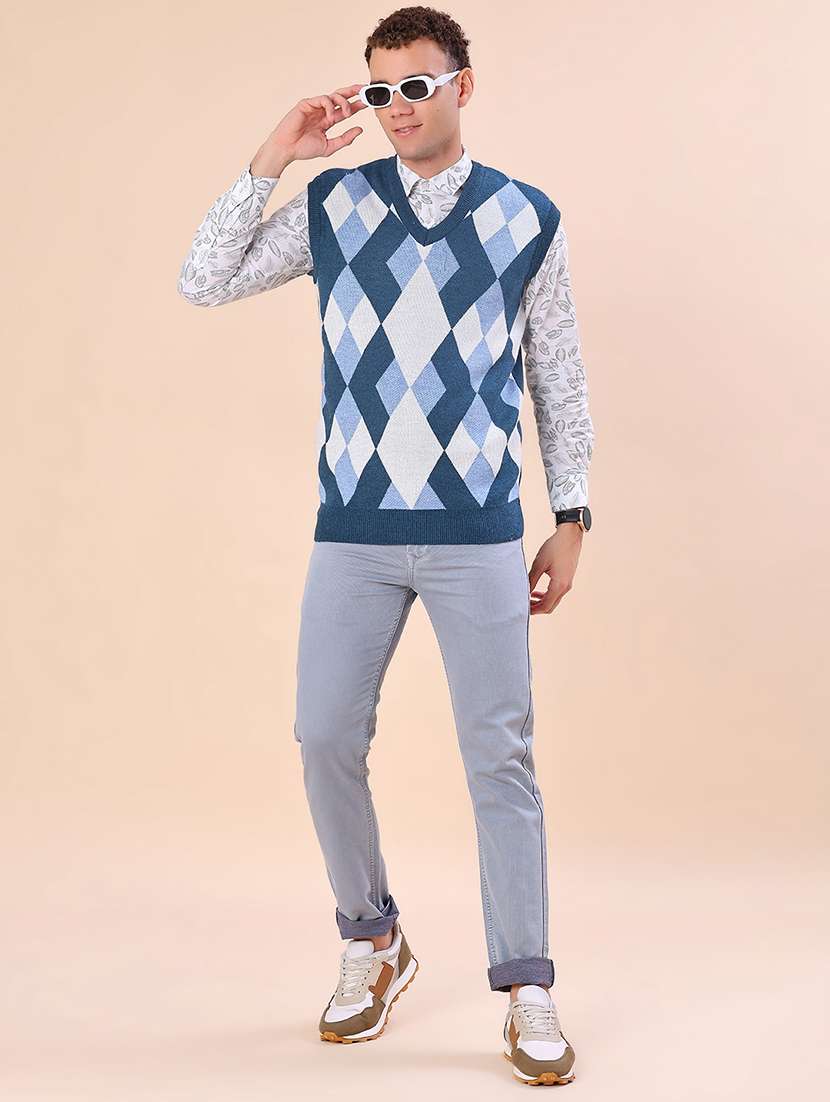 men checkered sleeveless regular fit pullover - 21968377 -  Standard Image - 5