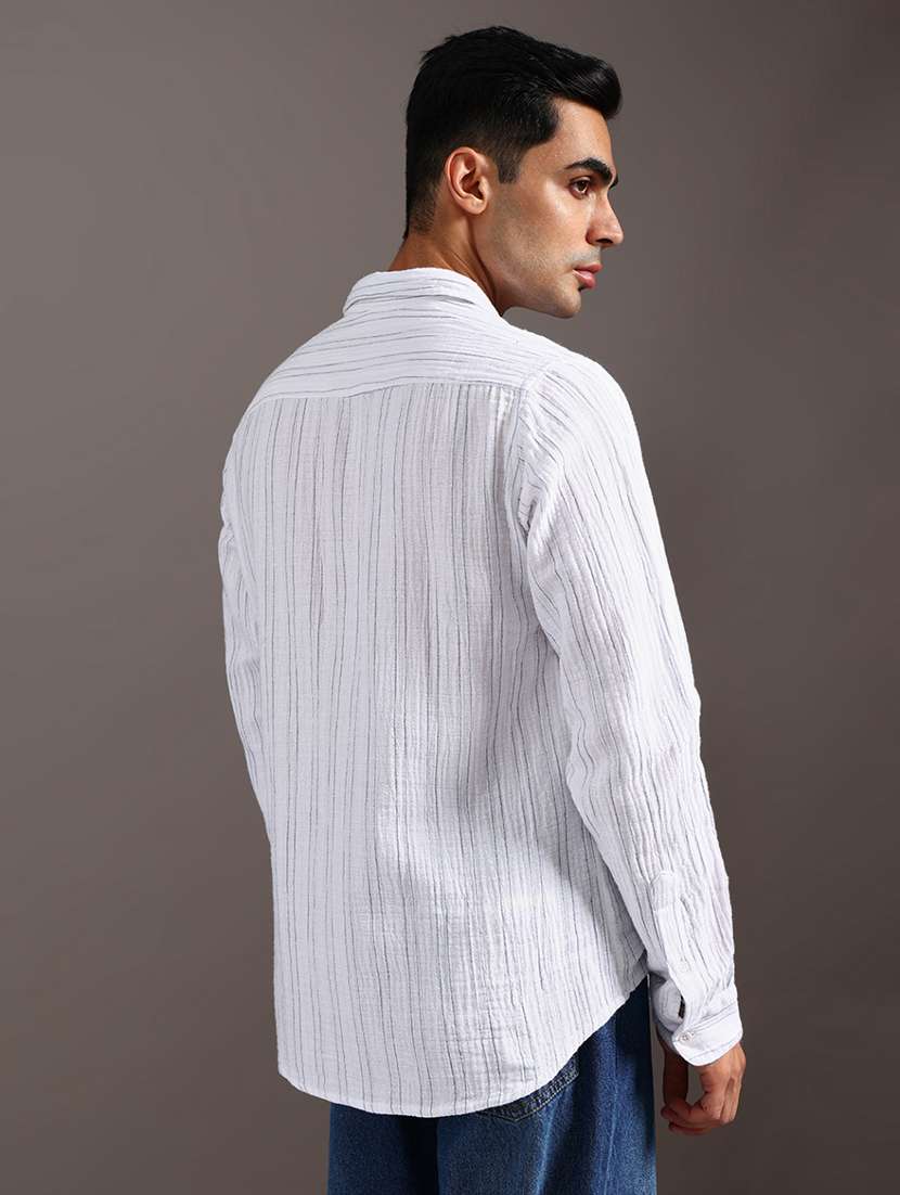 men striped long sleeve regular fit casual shirt - 21968428 -  Standard Image - 3