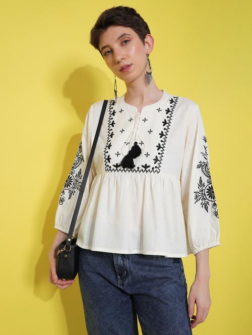 off white cotton flex tshirt - 21968480 - Standard Image - 0