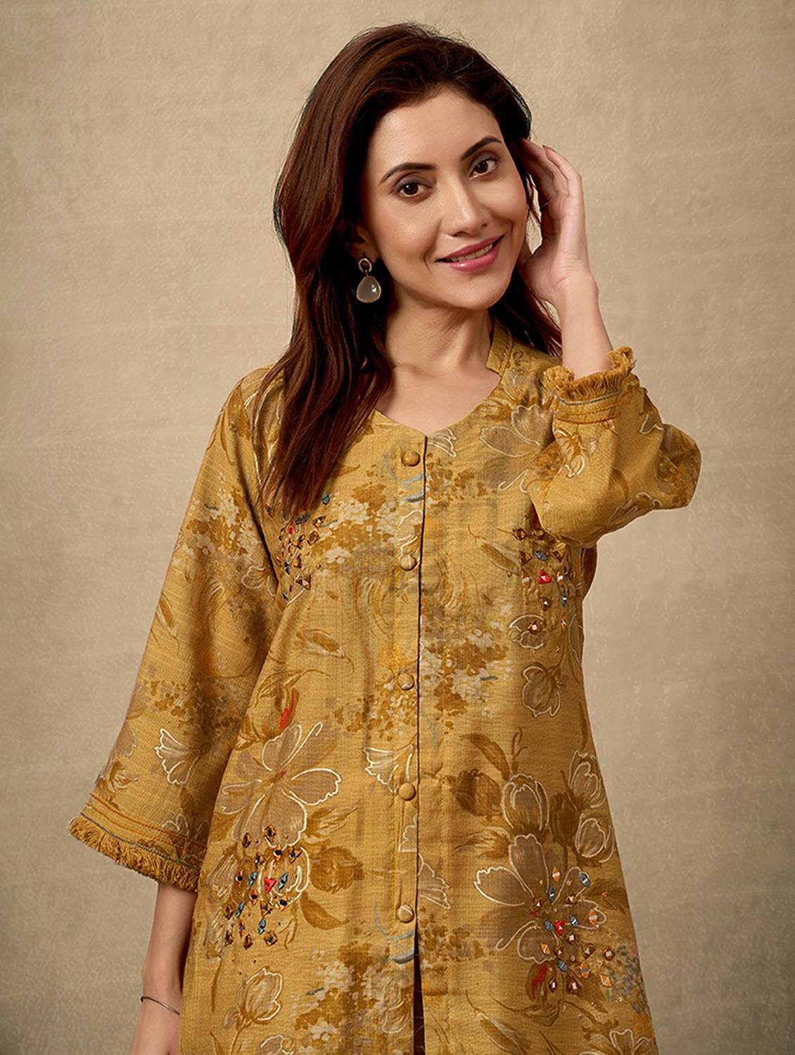 women floral three quarter sleeve ethnic co ord set - 21968498 -  Standard Image - 3