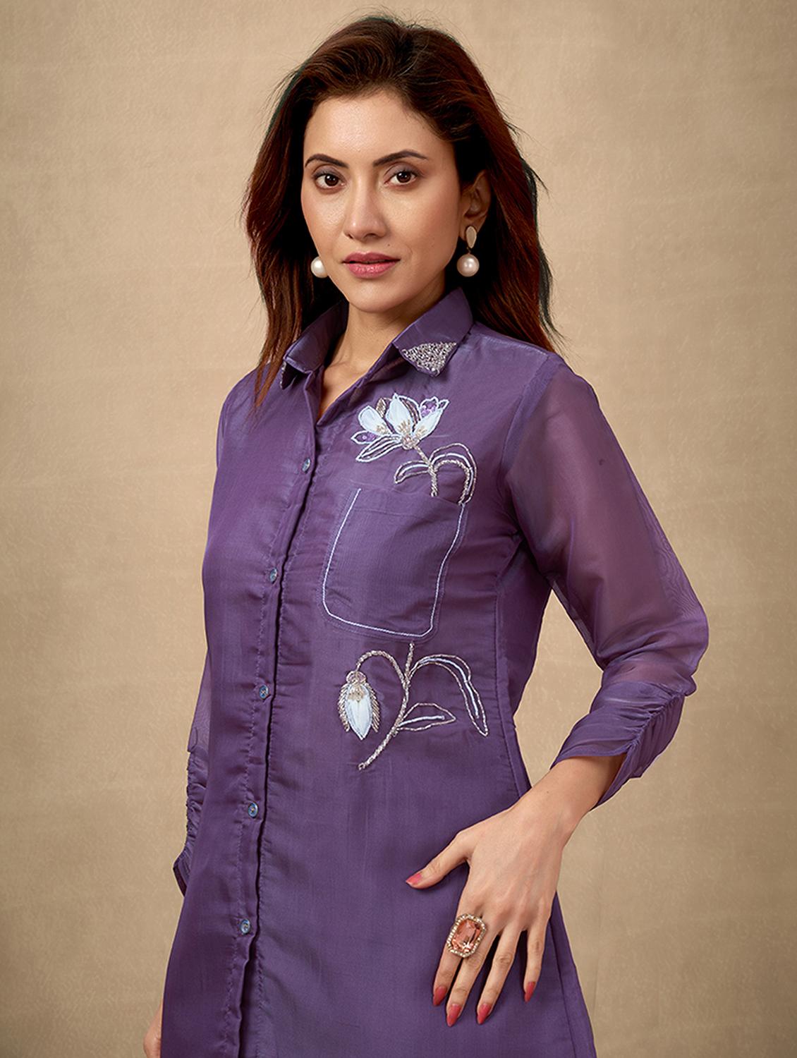 women embroidered long sleeve regular fit ethnic co ord set - 21968501 - Standard Image - 3