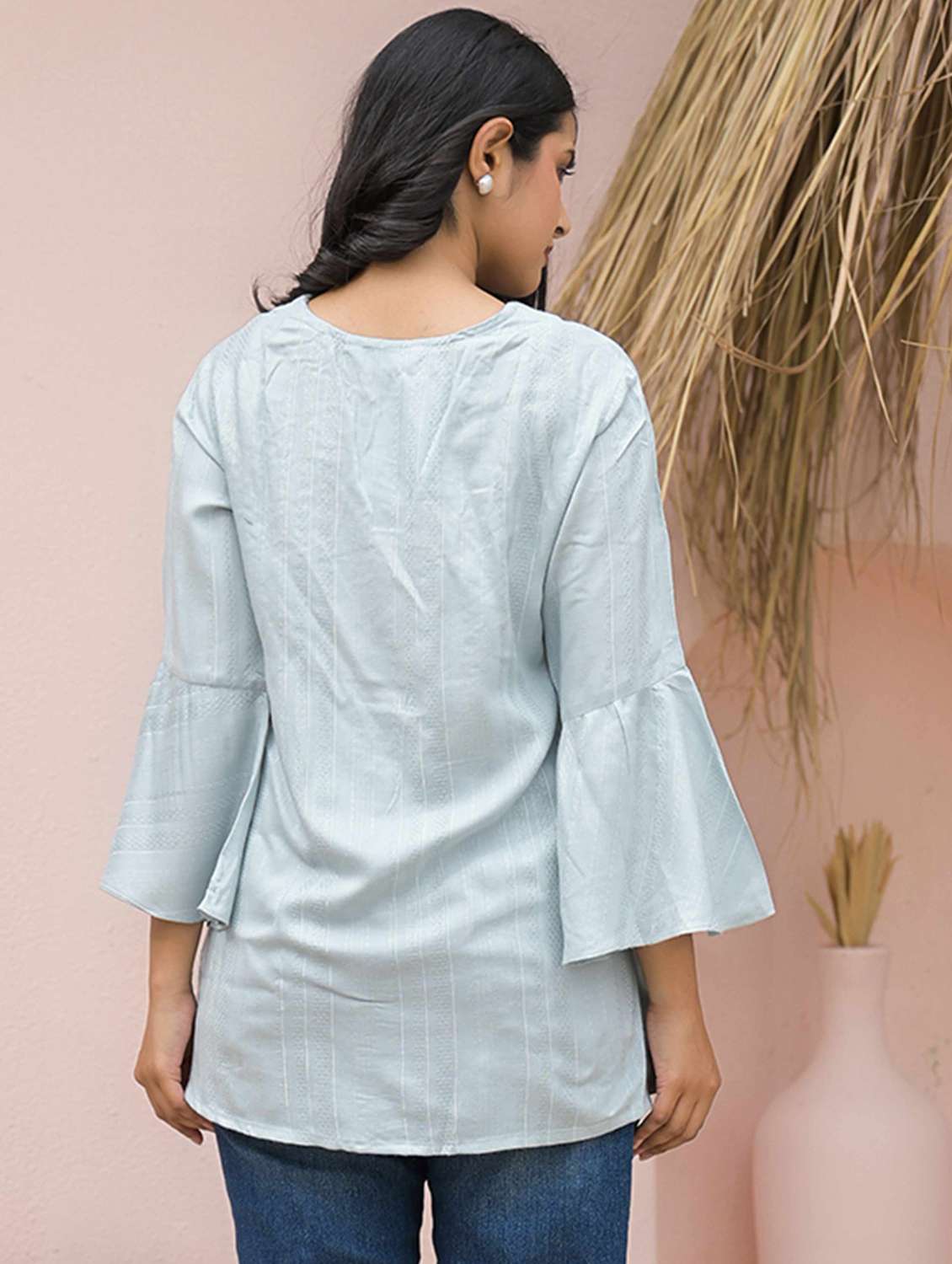 women embroidered bell sleeve  a-line top - 21968519 -  Standard Image - 3