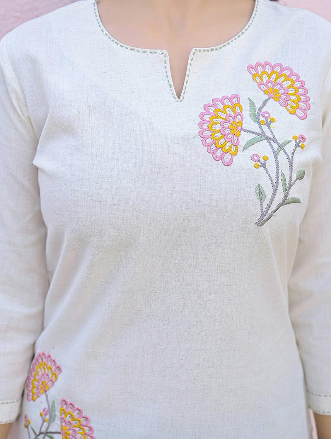 women embroidered three quarter sleeve kurti - 21968523 - Standard Image - 5