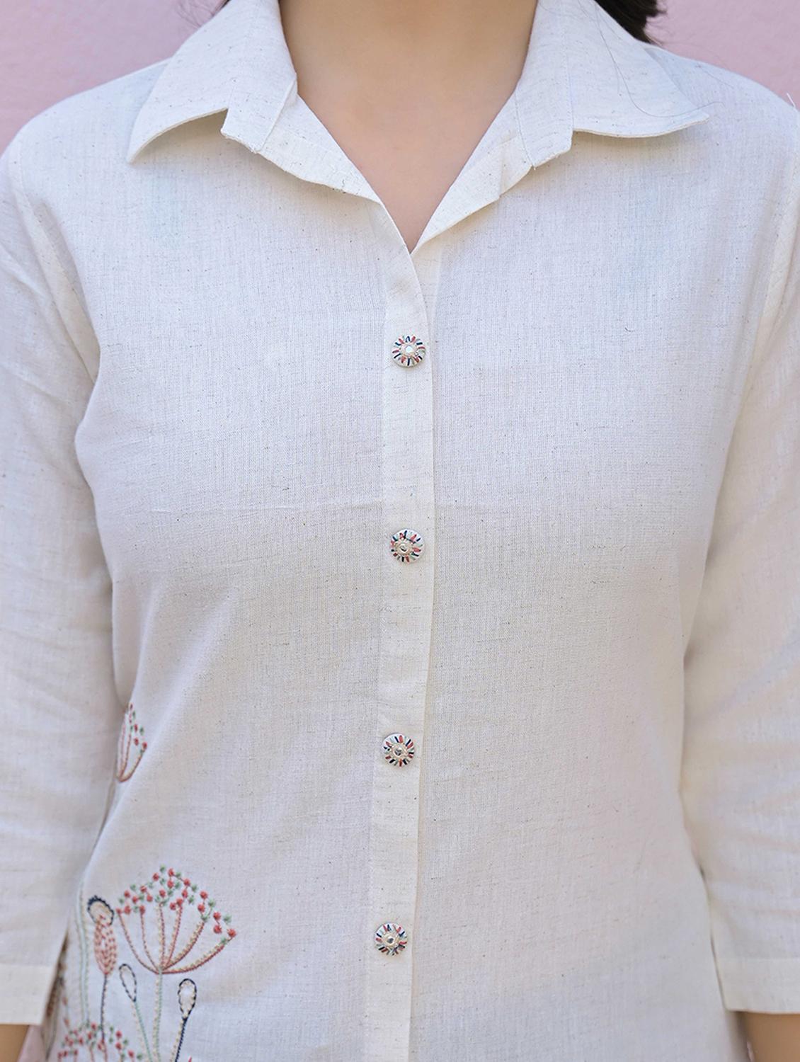 women white embroidered collared shirt - 21968524 - Standard Image - 5