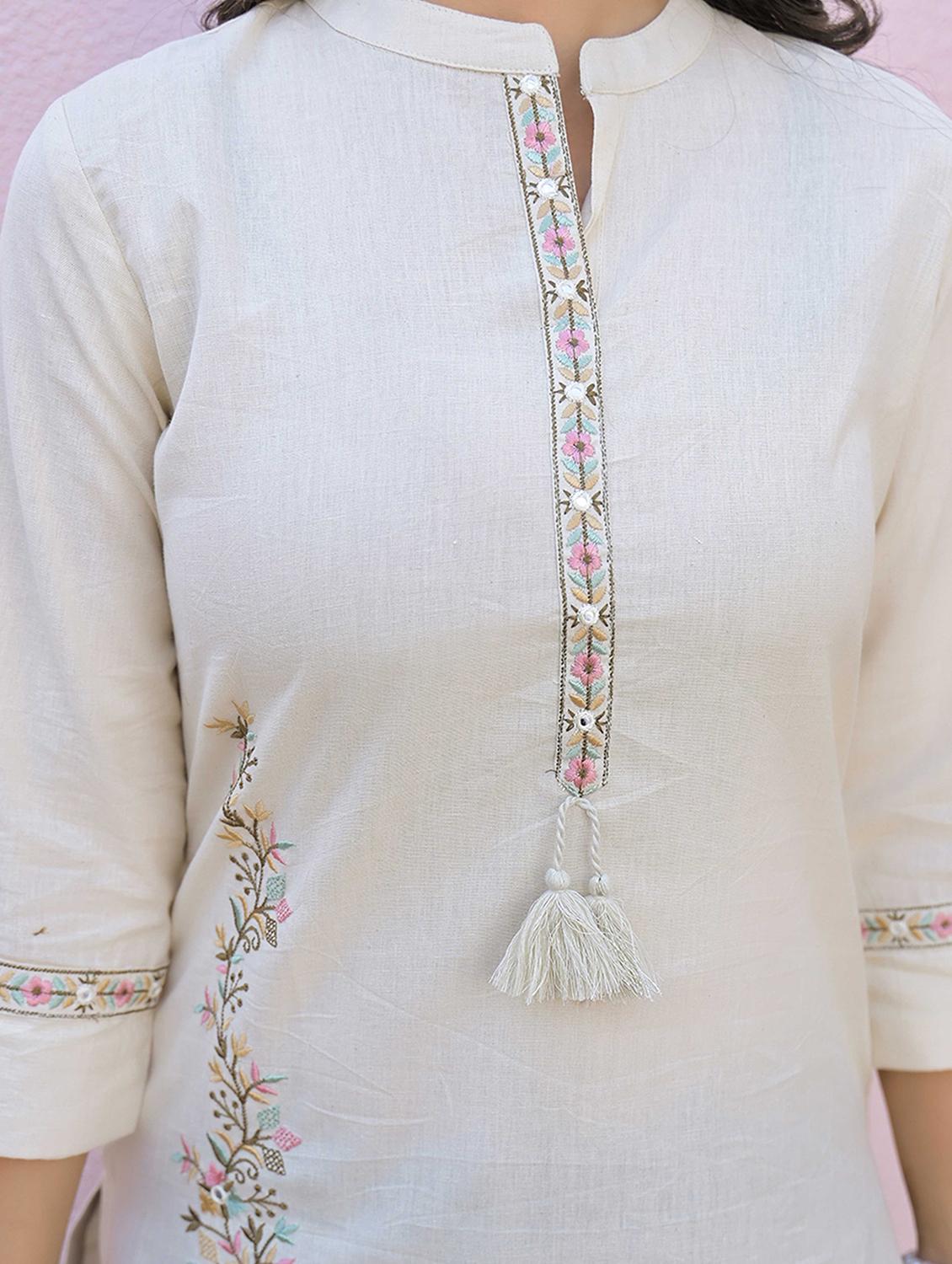 women embroidered three quarter sleeve straight kurti - 21968525 - Standard Image - 5