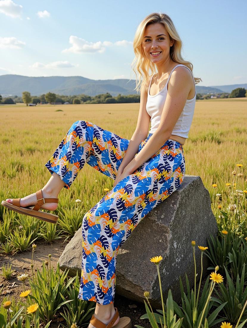 women printed high rise straigh trouser - 21968576 - Zoom Image - 0